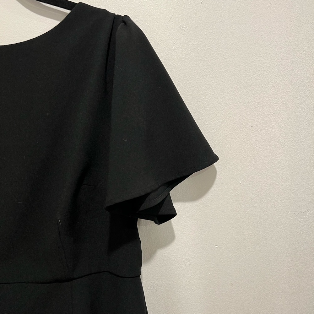 Lark & Ro Black Office Dress with Short Sleeves